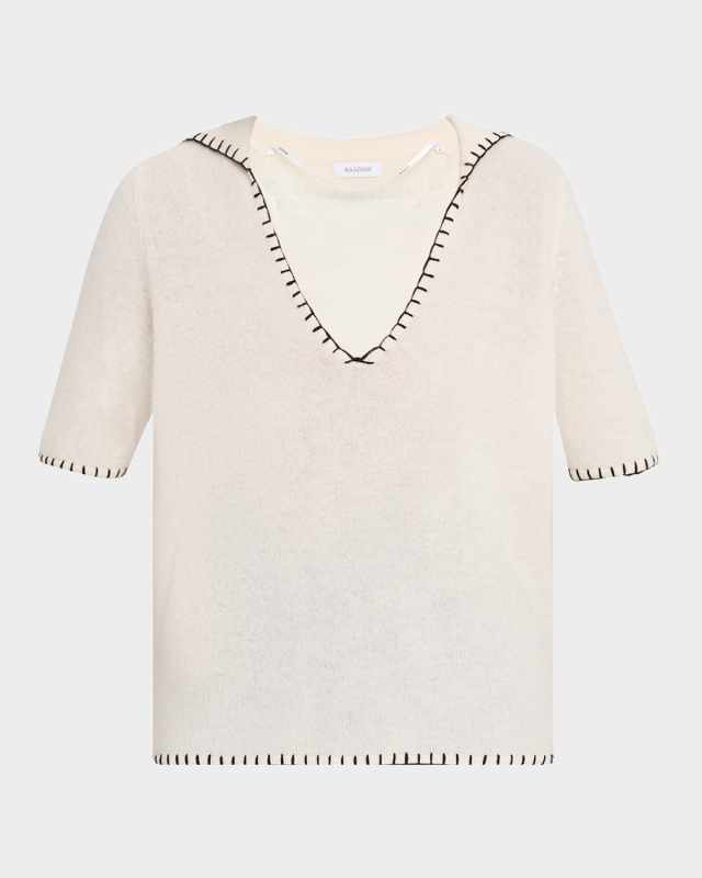 Embroidered Cashmere Polo